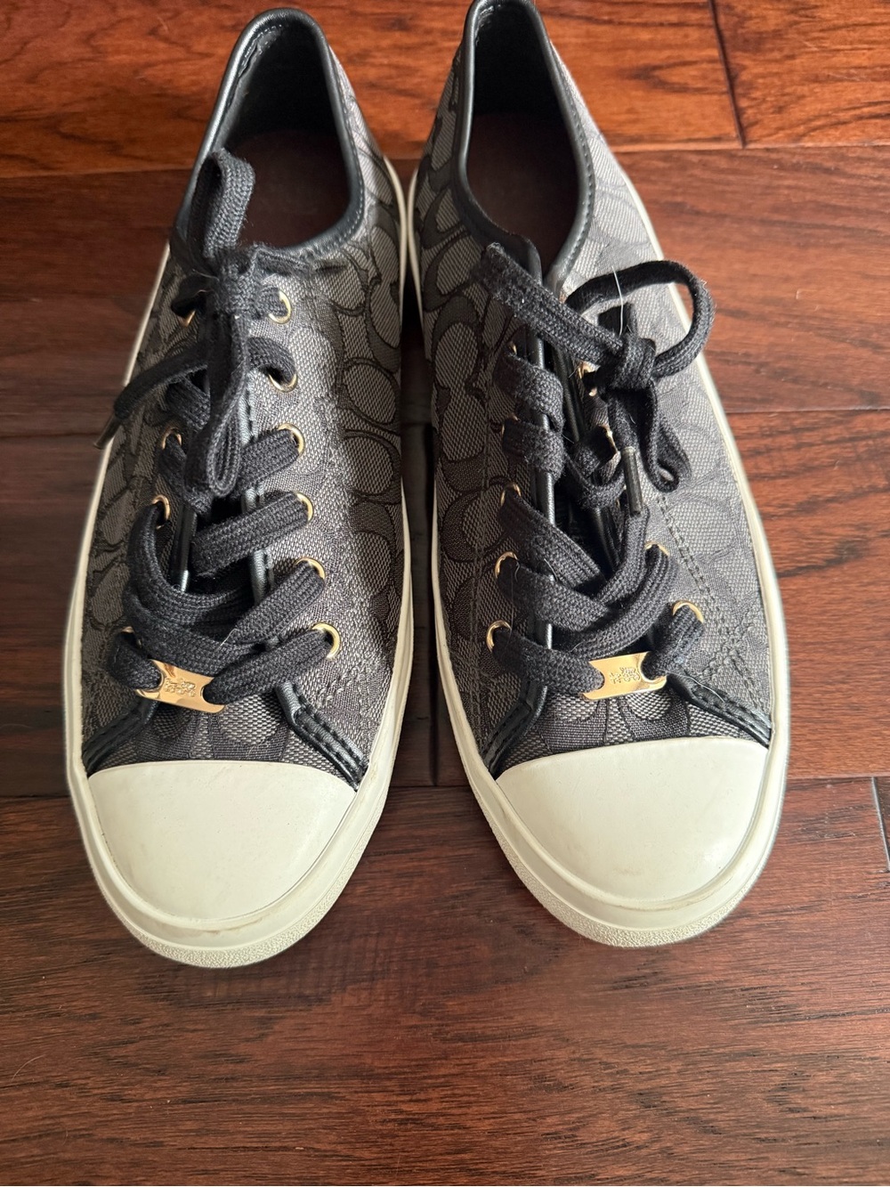 Coach Gray/Black Signature Canvas Low-Top Sneakers
